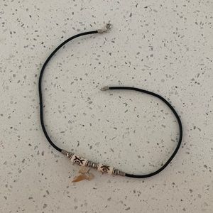Shark Tooth Necklace, Cream Tan Silver Brown, Clasp Hook, Black